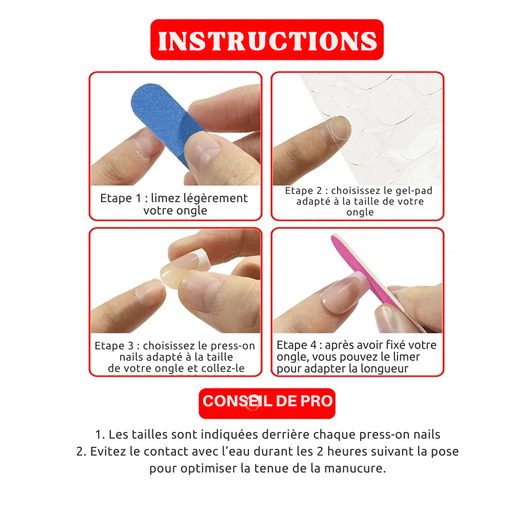 💅 Kit Press-On Nails “Perfect French”